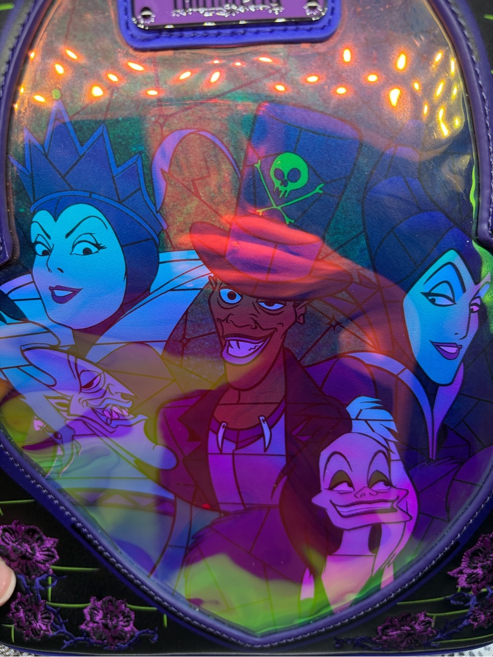 Holographic Disney Villains Art Print Loungefly Backpack